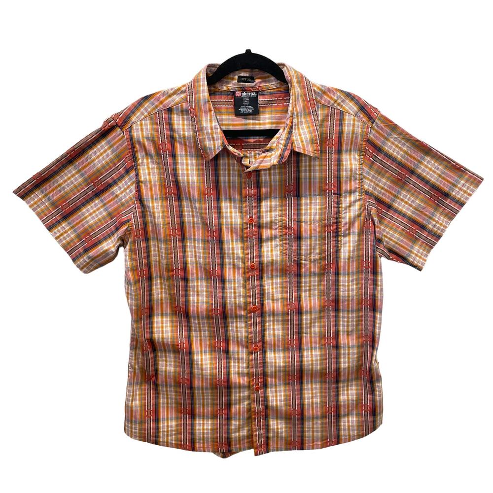 Sherpa Adventure Gear Mens Short Sleeve Collared Button Up Shirt SPF 50 Size L
